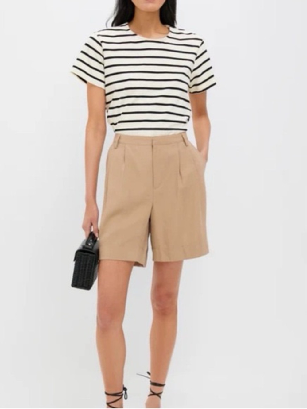 Tuckernuck Tailored Pleat-Front Bermuda Shorts in Tan